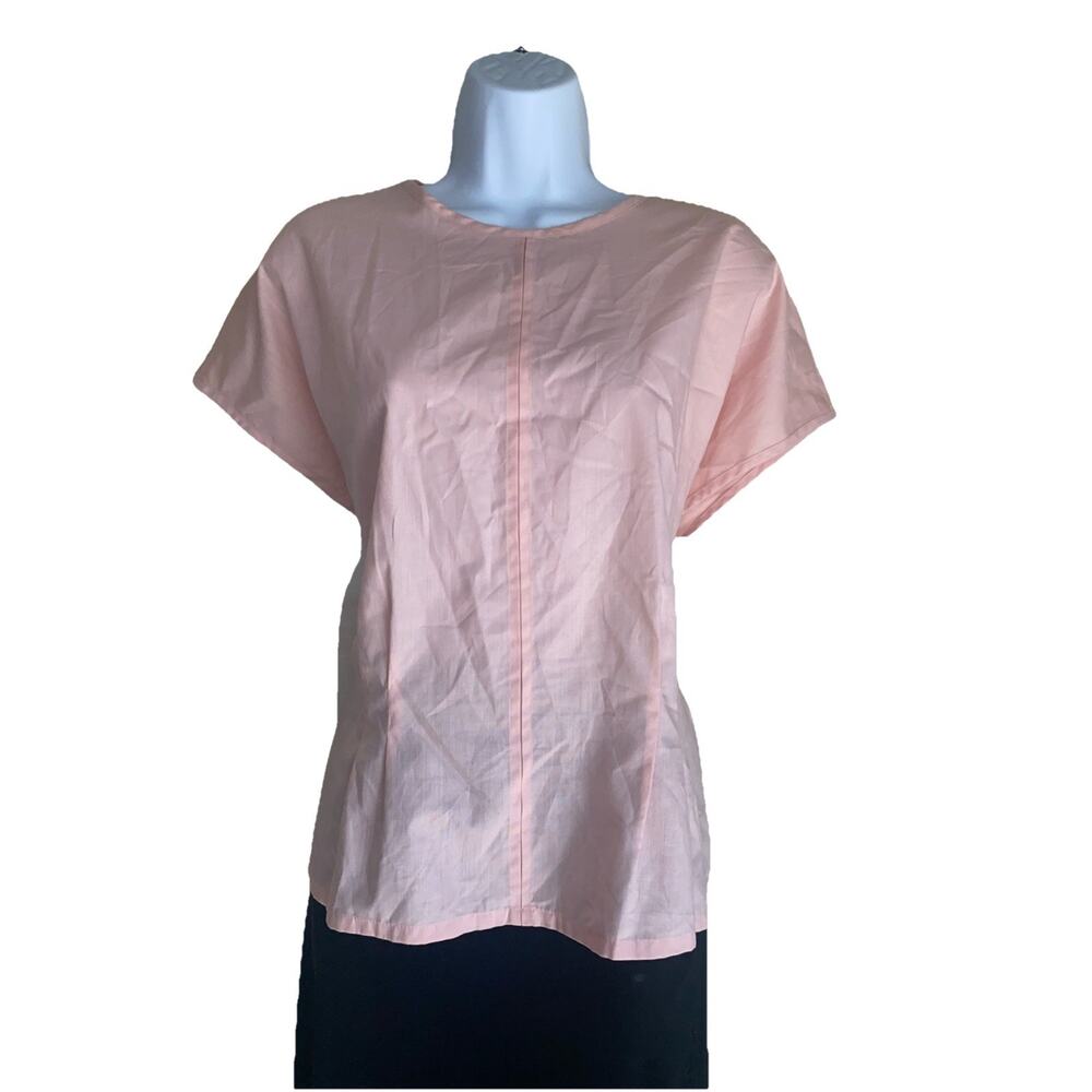 Koret Petite Size L Womens Peach Sheer Feminine Elegant Summer Blouse Shirt USA